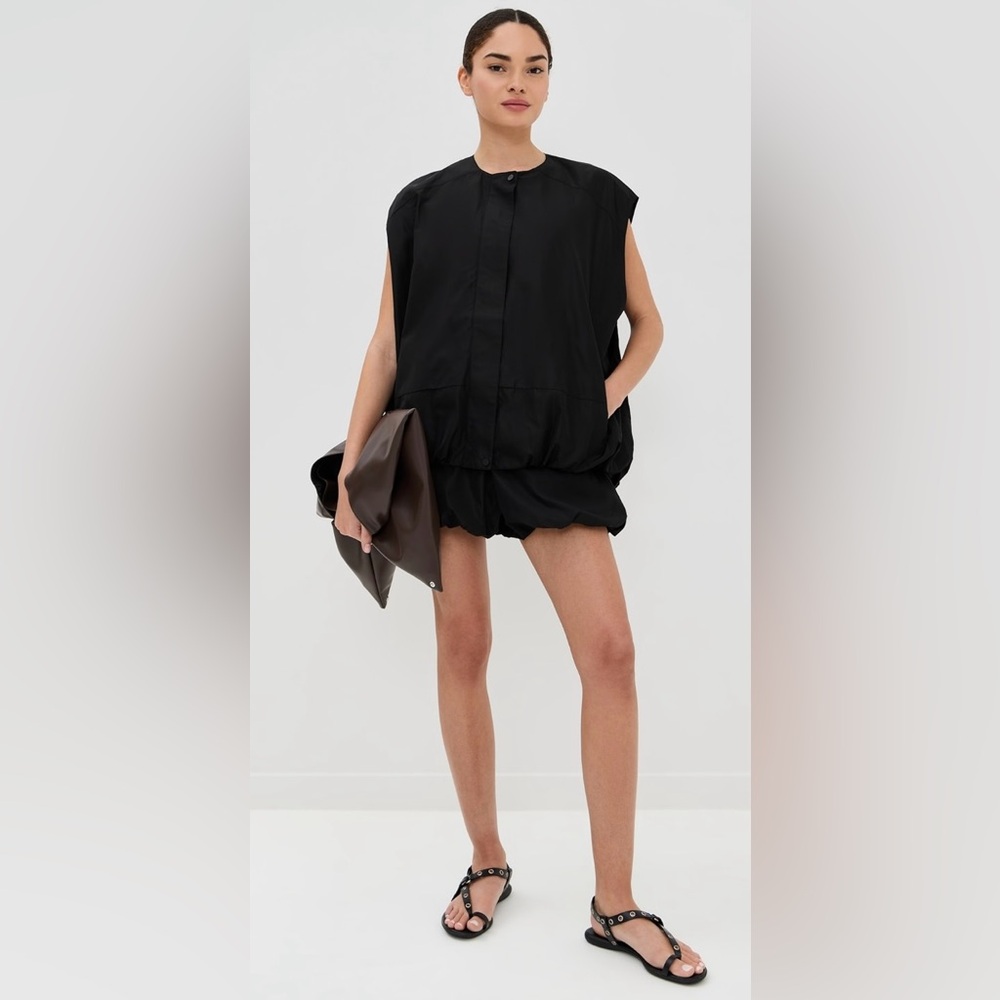 Tibi Italian Sporty Nylon Sleeveless Blousant Vest